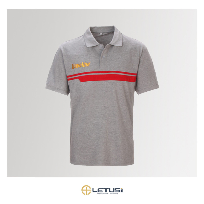 Gasline Station Uniform Grey Short Sleeve Pique Cotton / Polyester Polo Shirt
