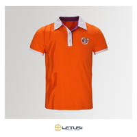 Orange Short Sleeve Plain Cotton Polo Shirt Uniform for Theme Park