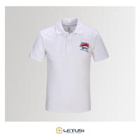 White Pique OEM Customized Embroidered Logo Short Sleeve 100% Cotton Men's Polo Shirt