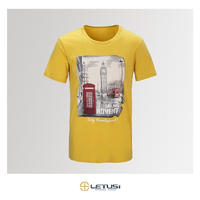 Yellow Knitted 100% Cotton Screen Printing Round Neck T Shirt