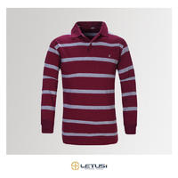 China Custom Made 100%Cotton Polo Design Long Sleeve Stripe Mens Polo T Shirt