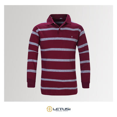 China Custom Made 100%Cotton Polo Design Long Sleeve Stripe Mens Polo T Shirt