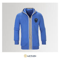 China blue strip in white 100% cotton french terry long sleeve zip up hoodies factory